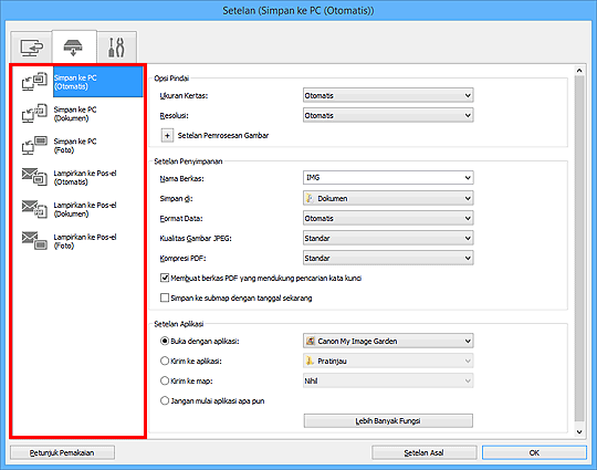 gambar: Kotak dialog Setelan